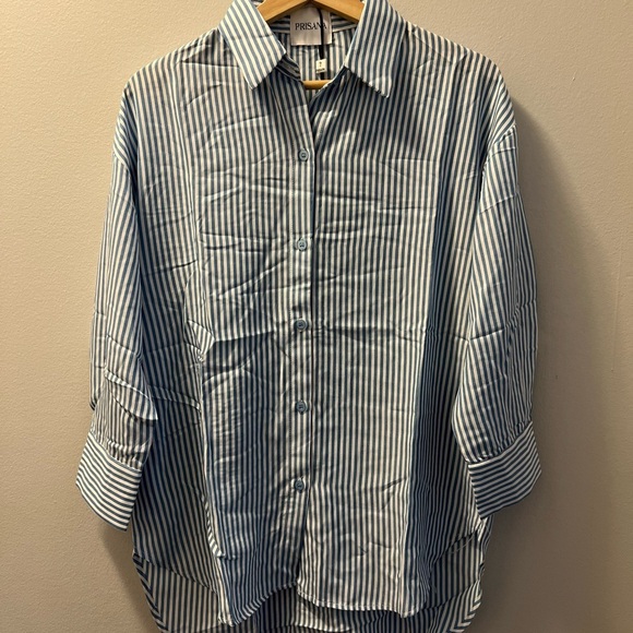 Blue Striped Shirt and Shorts Set - Picture 2 of 3